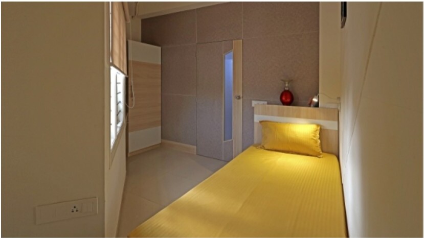 Single sharing AC PG room at Positive Aura, Ahmedabad